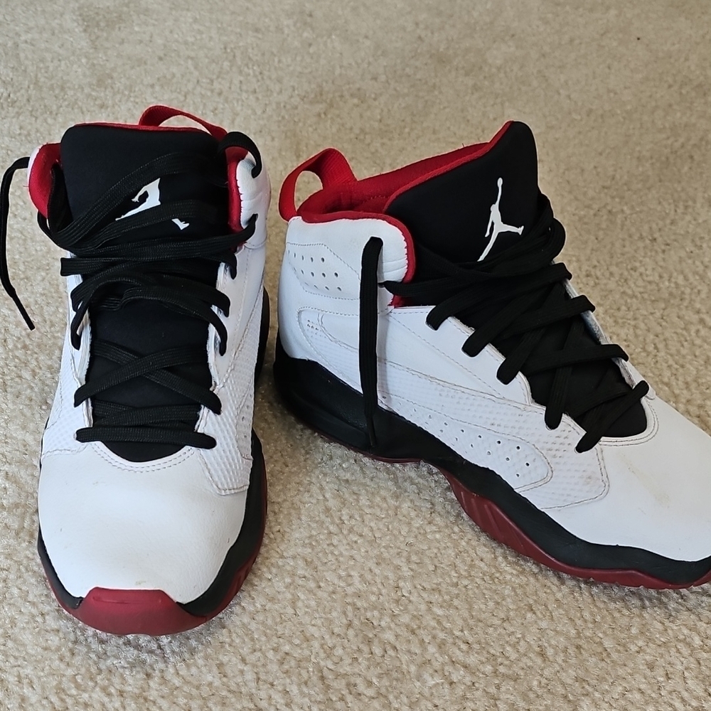 Nike White and Red High-Top Sneakers